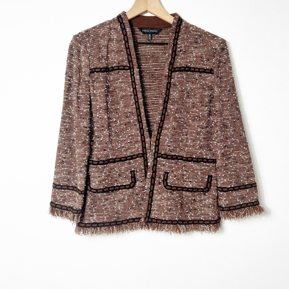 Ming Wang Brown Black Jacket Women XS Brand New